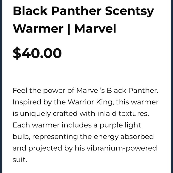 Scentsy “Marvel Black Panther” Warmer - NEW * Final Price / FIRM * - Picture 15 of 15
